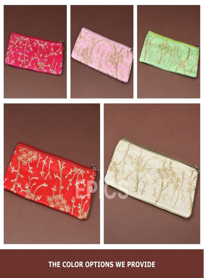 Epics Present (Pack Of 6) Embroidery Wedding Return Gift Women Wholesale Bridal Traveling potli Bag with Zipper for Ladies Shagun Purse Gifting Haldi Mehandi. - Image 5